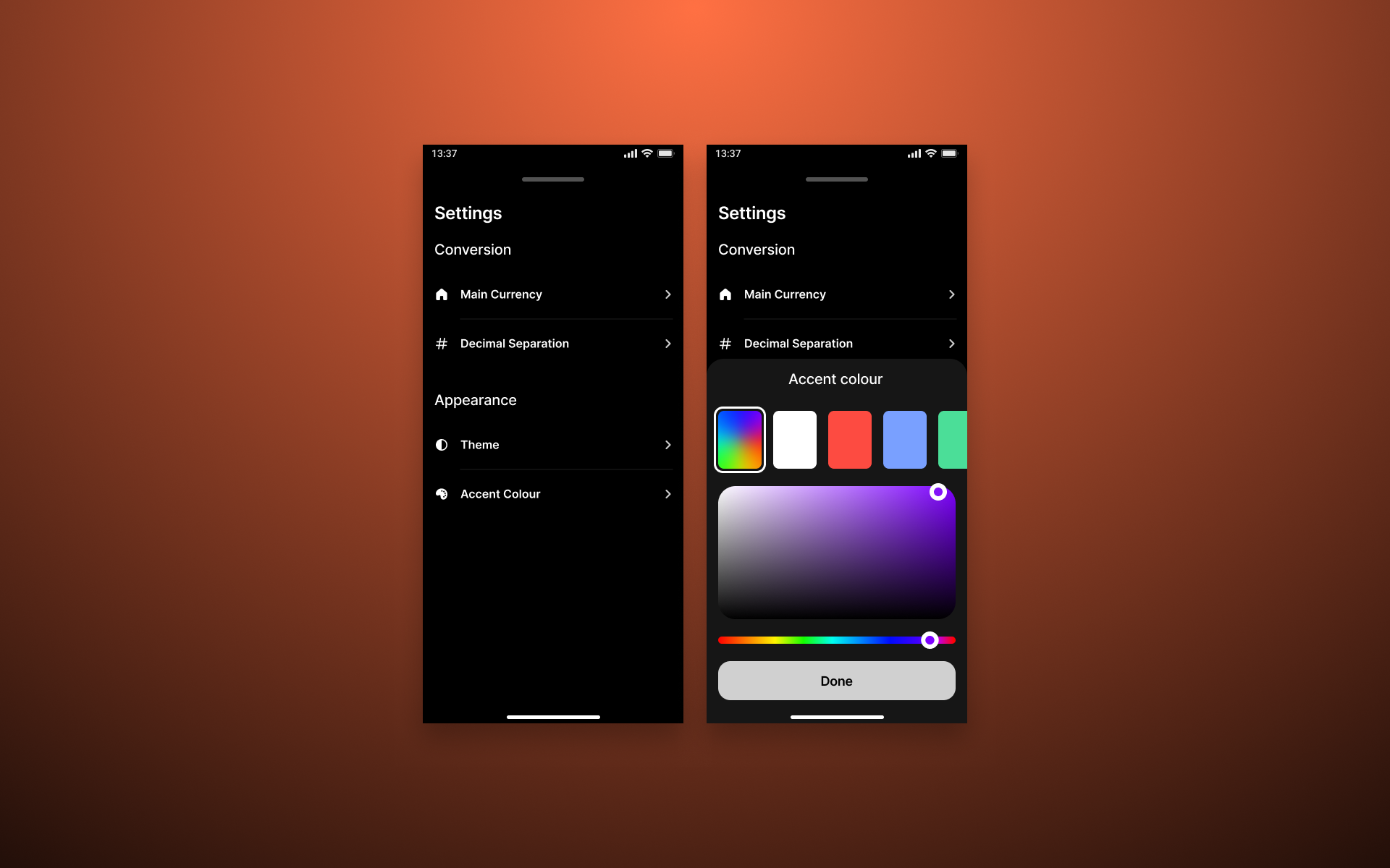 Image of 2 screens from the final design