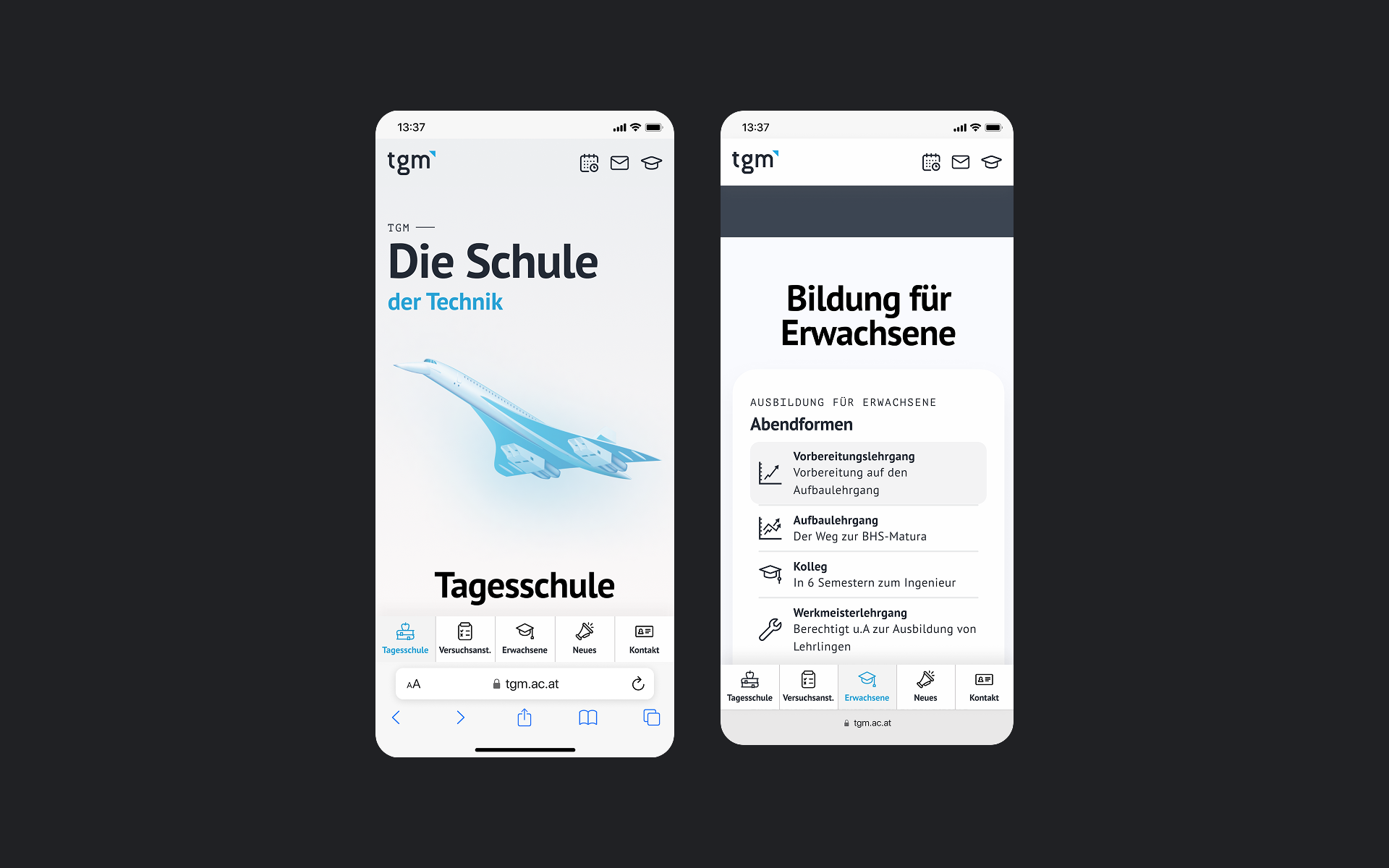 Mobile mockups of Landing page